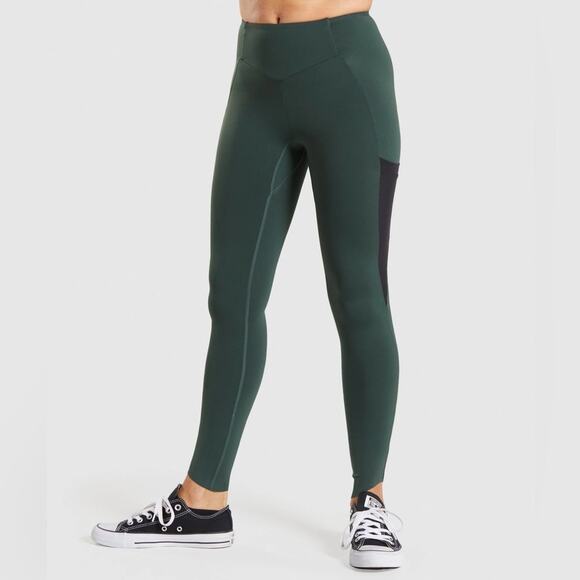 GymShark Venture Leggings Dark Green Size Medium EUC - Picture 2 of 11
